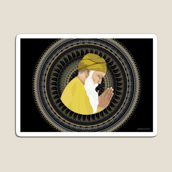 Waheguru | Guru Nanak Dev Ji Mandala - SimmyGhatt Magnet