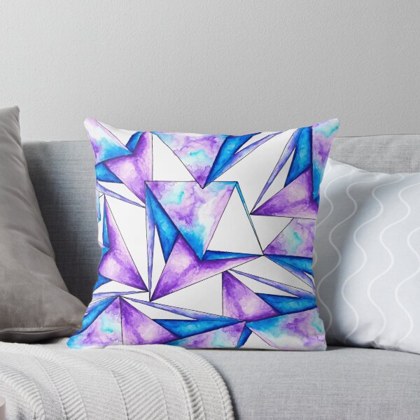 Item preview, Modern geometric blue purple watercolor triangles designed and sold by GirlyTrend.