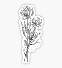 Flowers Lineart Tattoo Style // Black and White Sticker