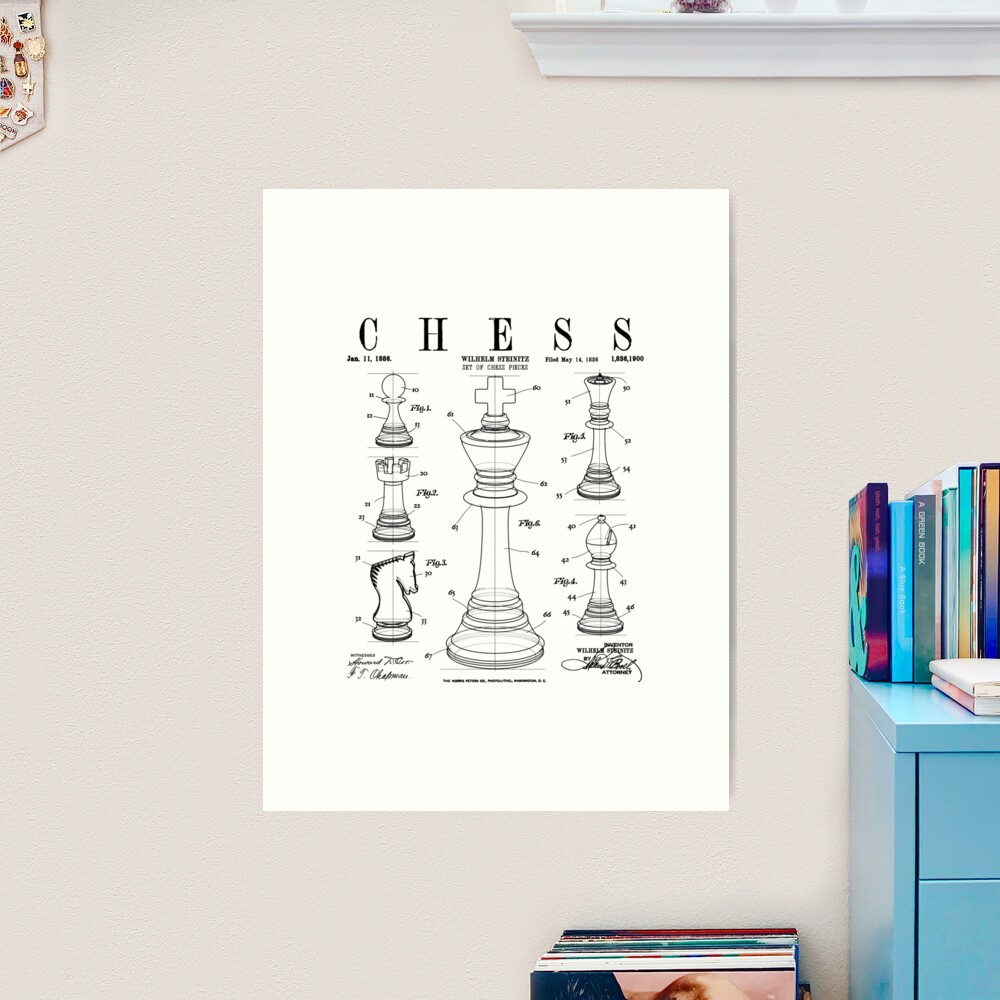 Chess King And Pieces Old Vintage Patent Drawing Print Serving Tray by  GrandeDuc