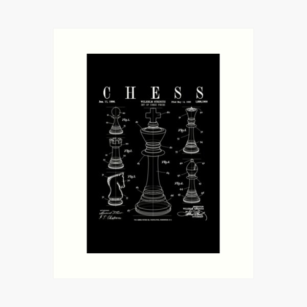 Chess King And Pieces Old Vintage Patent Drawing Print Poster