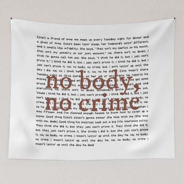 Item preview, No body no crime lyrics - Taylor Swift Evermore designed and sold by bombalurina.