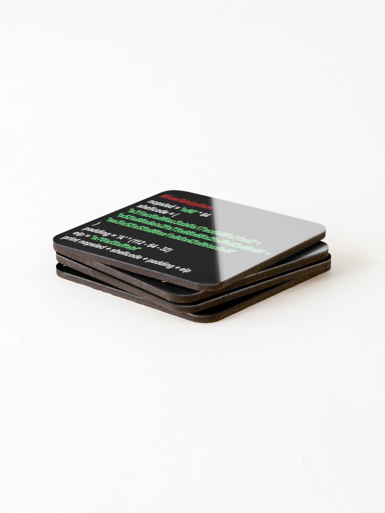 Thumbnail 4 of 5, Coasters (Set of 4), Cyber security - Hacker - Buffer Overflow Shellcode designed and sold by clubtee.