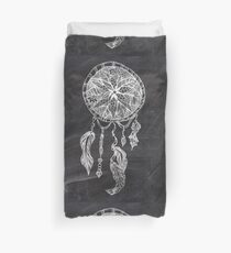 Ethnic handdrawn dreamcatcher black chalkboard Duvet Cover