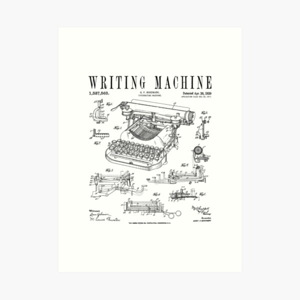 Typewriter Writing Machine Vintage Writer Patent Art Print by GrandeDuc