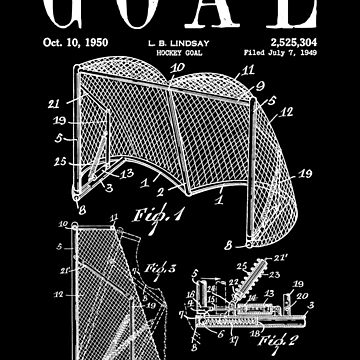 Ice Hockey Goal Old Vintage Patent Drawing Print Kids T-Shirt for