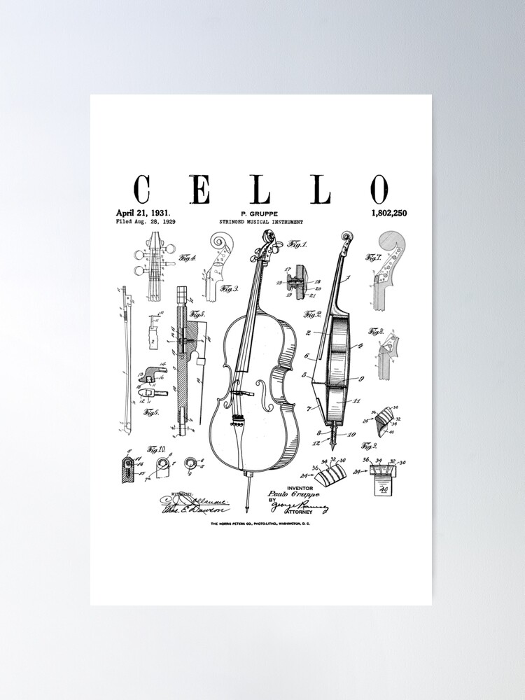 Viol and Violin Patent Poster Violoncello and Double-bass 