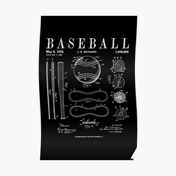 Baseball Bat And Ball Old Vintage Patent Drawing Print | Kids T-Shirt