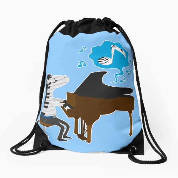 zebra & piano Drawstring Bag