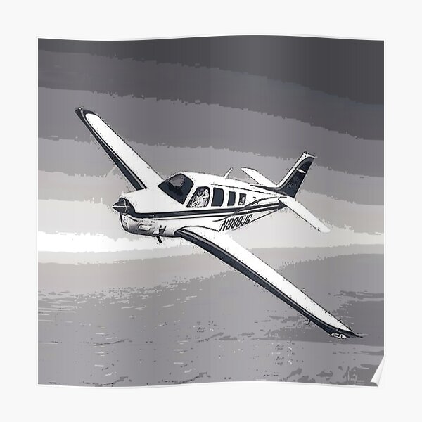 Vintage Beechcraft Bonanza Digital Art Poster