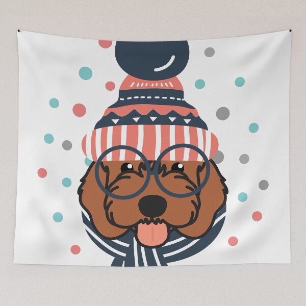 Item preview, Cute Red Ruby Cockapoo Cavapoo Cavoodle Dog in Snow designed and sold by Lulupainting.