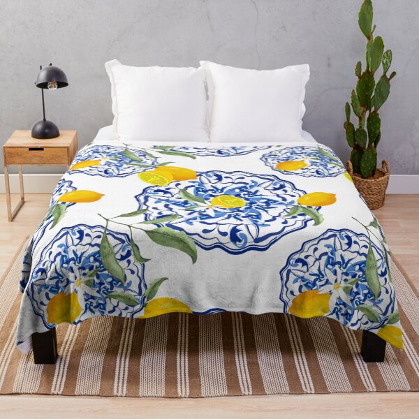 Vista previa del artículo con la obra «Verano simple, cítricos, fondo de mosaico, estilo mediterráneo, patrón de fruta de limón », diseñado y vendido por MariaMarinova.