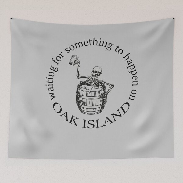 Item preview, Funny Oak Island Waiting For Something To Happen Skeleton Drinking Beer  designed and sold by TopTeeShop.