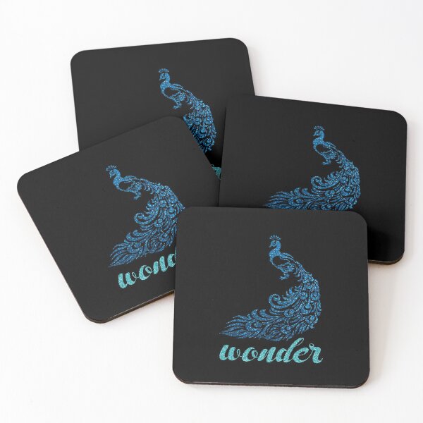 Item preview, Elegant Peacock Silhouette: WONDER - Blue & Aqua on Black designed and sold by PawsitiveMum.