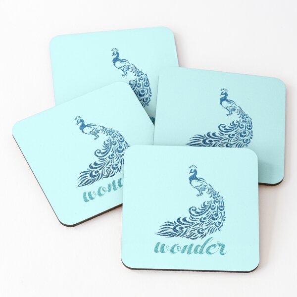 Item preview, Elegant Peacock Silhouette: WONDER- Blue & Aqua (on Aqua Background) designed and sold by PawsitiveMum.
