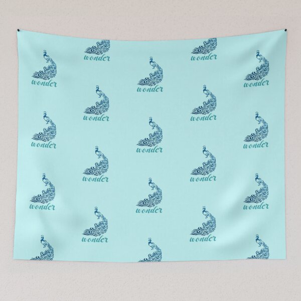 Item preview, Elegant Peacock Silhouette: WONDER- Blue & Aqua (on Aqua Background) designed and sold by PawsitiveMum.