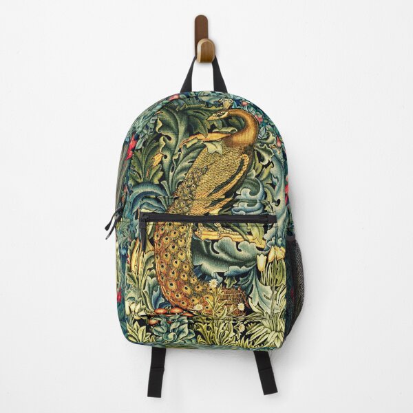 Item preview, GREENERY, FOREST ANIMALS ,PEACOCK WITH ACANTHUS LEAVES Blue Green Floral designed and sold by BulganLumini.