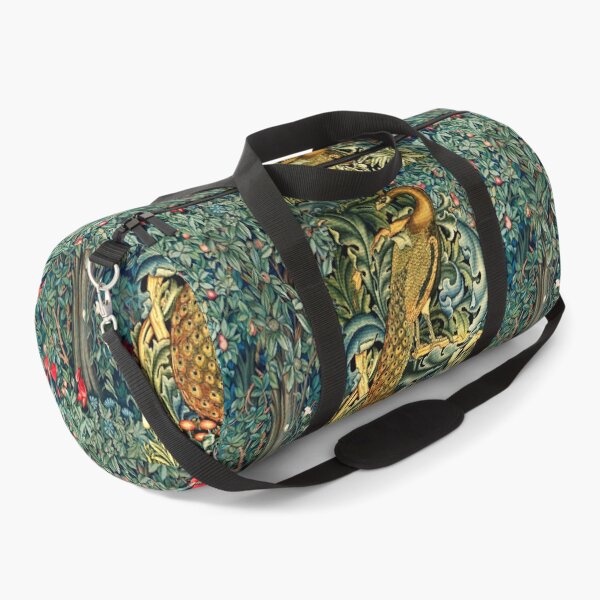 Item preview, GREENERY, FOREST ANIMALS ,PEACOCK WITH ACANTHUS LEAVES Blue Green Floral  designed and sold by BulganLumini.