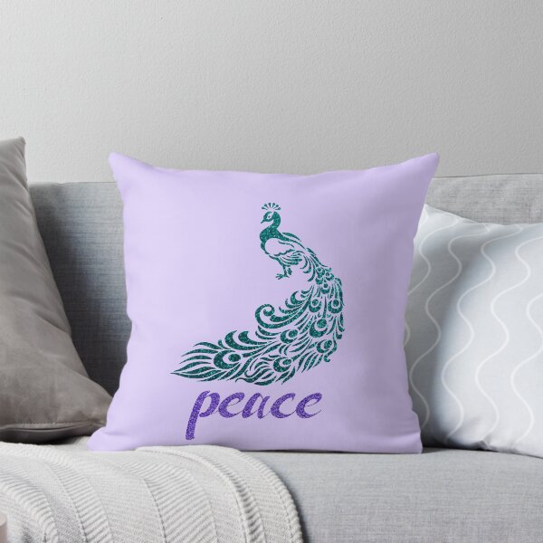 Item preview, Elegant Peacock Silhouette: PEACE - Aqua & Purple (on Purple) designed and sold by PawsitiveMum.