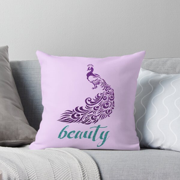 Item preview, Elegant Peacock Silhouette: BEAUTY - Aqua & Plum (on Purple) designed and sold by PawsitiveMum.