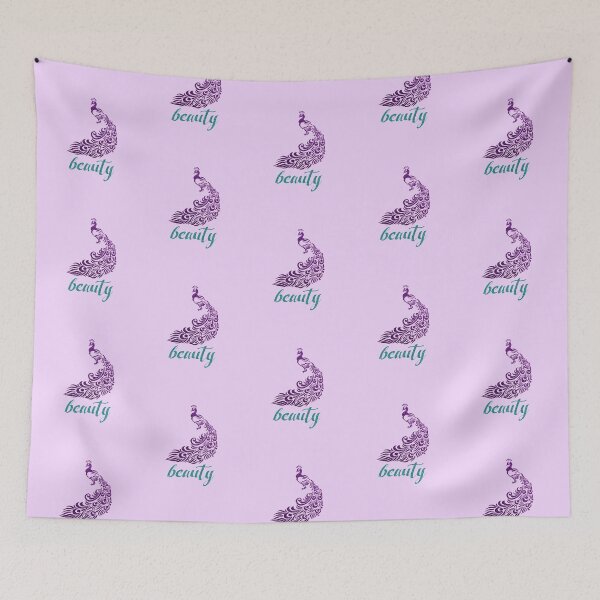 Item preview, Elegant Peacock Silhouette: BEAUTY - Aqua & Plum (on Purple) designed and sold by PawsitiveMum.