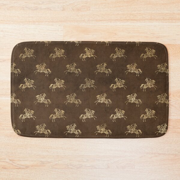 Item preview, Golden knight riding a horse on brown background 1 designed and sold by AnnieHochmann.