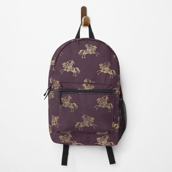 Item preview, Golden knight riding a horse on mauve background designed and sold by AnnieHochmann.