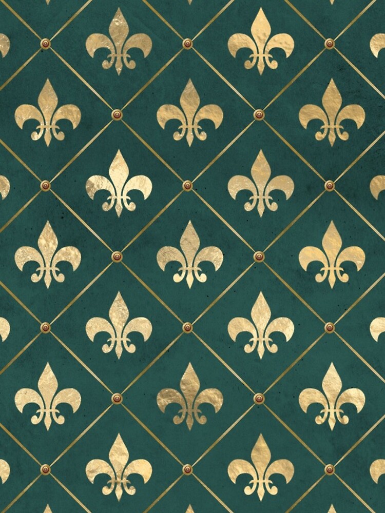 Gold fleur-de-lis design on a green background iPhone Case for Sale by  AnnieHochmann