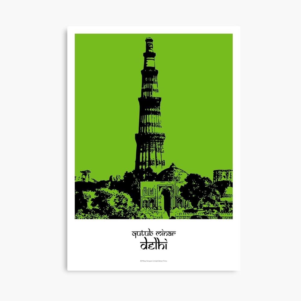 A Watercolor Design of the Qutub Minar - Delhi - India