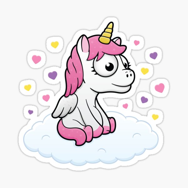 Cute Unicorn Cartoon Character With Wings Sticker