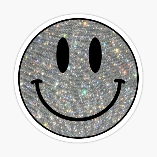 Epoxy Colored Glitter Smiley Face Stickers - 12 Inch Sheet