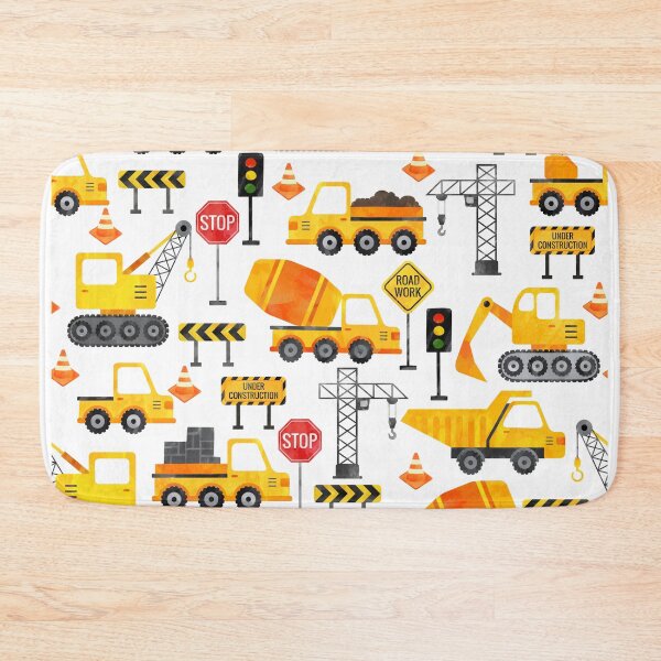 Aperçu de l'œuvre Véhicules de construction aquarelle travaux routiers créée et vendue par SamAnnDesigns.