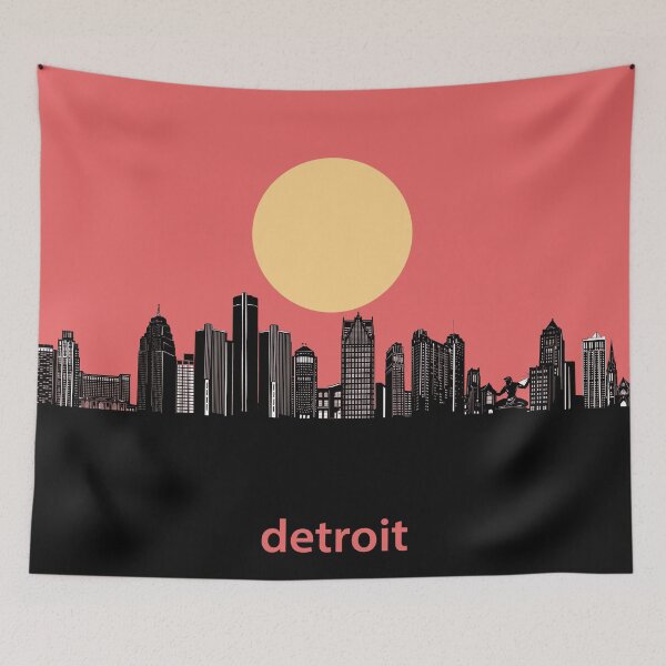 Item preview, detroit skyline minimal designed and sold by BekimART2.