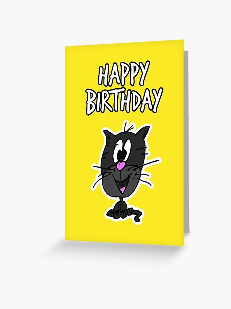 Carte De Vœux Joyeux Anniversaire Doodle Chat Noir Par Doodlerob Redbubble