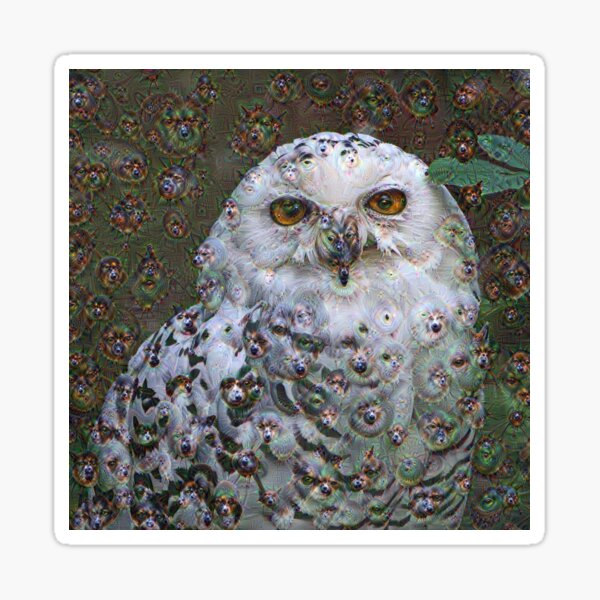 Dream Creatures, Snowy Owl 001, DeepDream (Schnee-Eule) Sticker