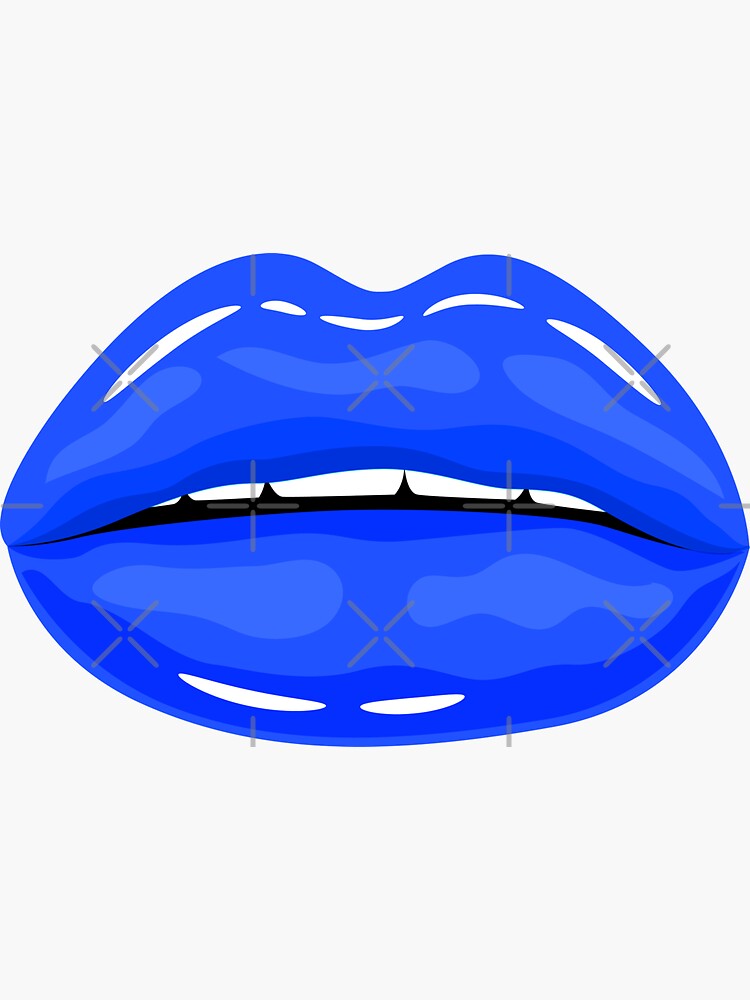 "Glossy Lips Blue Color" Sticker for Sale by MisPuHoney Redbubble