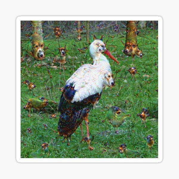Dream Creatures, Stork 001, DeepDream Sticker
