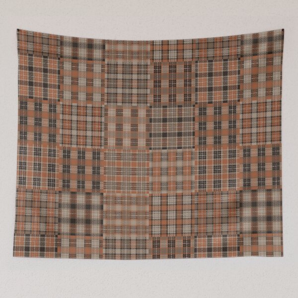 Item preview, Neutral Earthy Brown Orange Boho Tartan Patchwork Plaid Scottish Winter Christmas Cozy Warm Cottagecore Traditional designed and sold by BohoStudio.