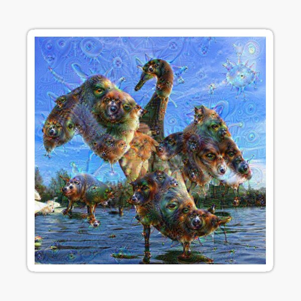 Dream Creatures, Swan 001, DeepDream Sticker