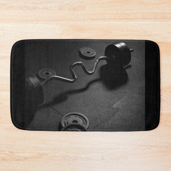 Item preview, black and white picture of weights in the gym designed and sold by AnthonyVdV.
