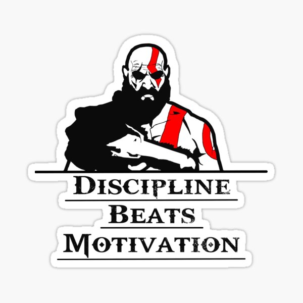 Vista previa del artículo con la obra «Kratos (la disciplina supera la motivación)», diseñado y vendido por 1MochaChan1.
