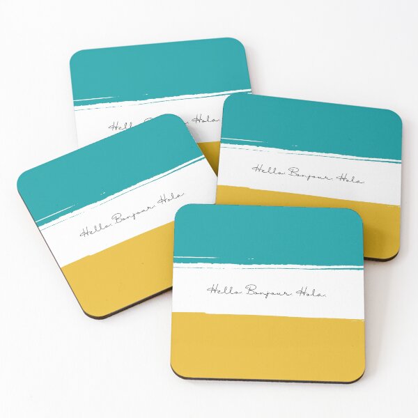 Item preview, Hello, Bonjour, Hola (Teal & Gold) designed and sold by Giuseppe-Jones.