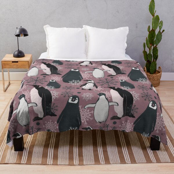 Item preview, Snowy Penguins - Dusty Rose designed and sold by monitdesign.
