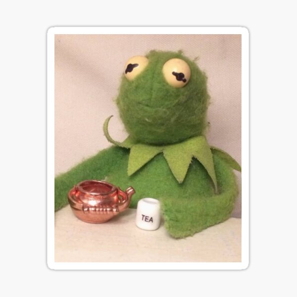 kermit with tea Sticker