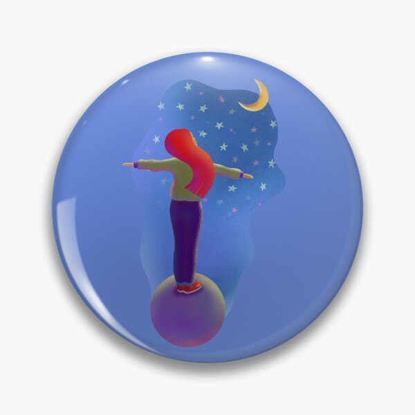 Item preview, Red-haired girl stands on the planet and dreams looking at the stars and the moon designed and sold by SychEvaartist.