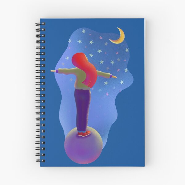 Item preview, Red-haired girl stands on the planet and dreams looking at the stars and the moon designed and sold by SychEvaartist.