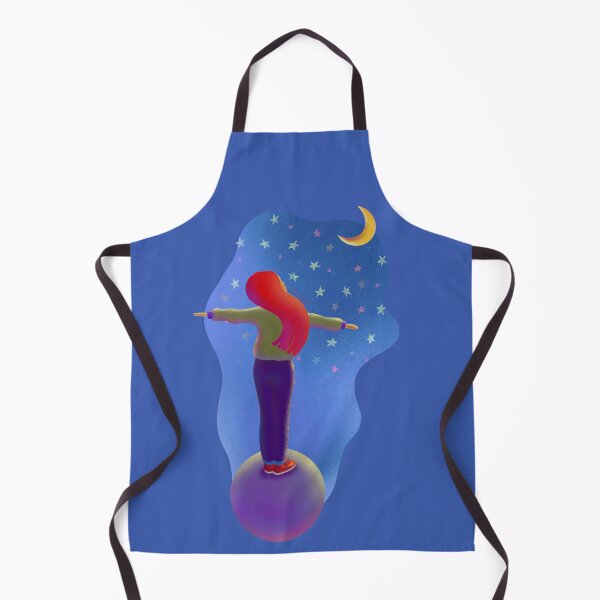 Item preview, Red-haired girl stands on the planet and dreams looking at the stars and the moon designed and sold by SychEvaartist.