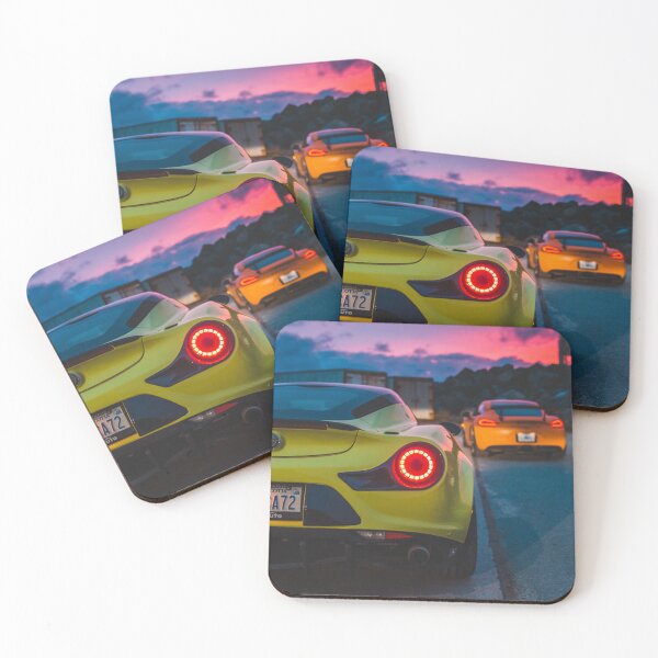 Item preview, Led tail lights of green and orange sports cars at sunset designed and sold by erikallen920.