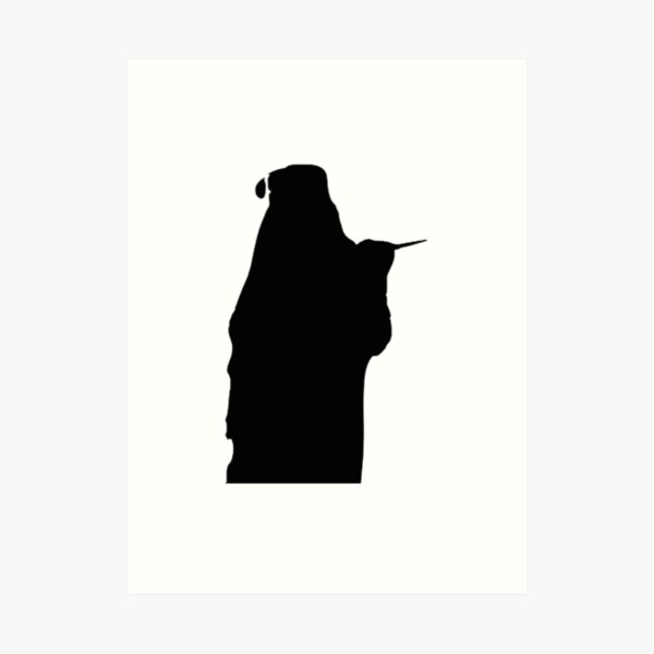Bearded Wizard Wand Silhouette Art Print