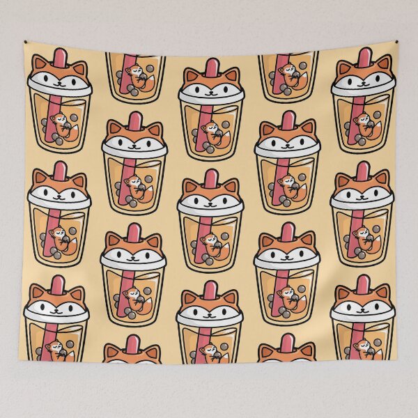 Item preview, Bubble Tea with Cute Kawaii Fox Inside designed and sold by BobaTeaMe.